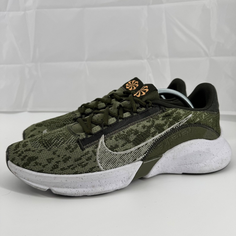 Nike SuperRep Go 3 Flyknit Training Shoes Mens 10 Olive Green Leopard DH3394-300 - Picture 2 of 14